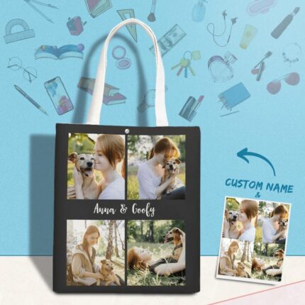 Ctom Canvas Bag Photo Collage Tote Bag Gift For Pet Lovers